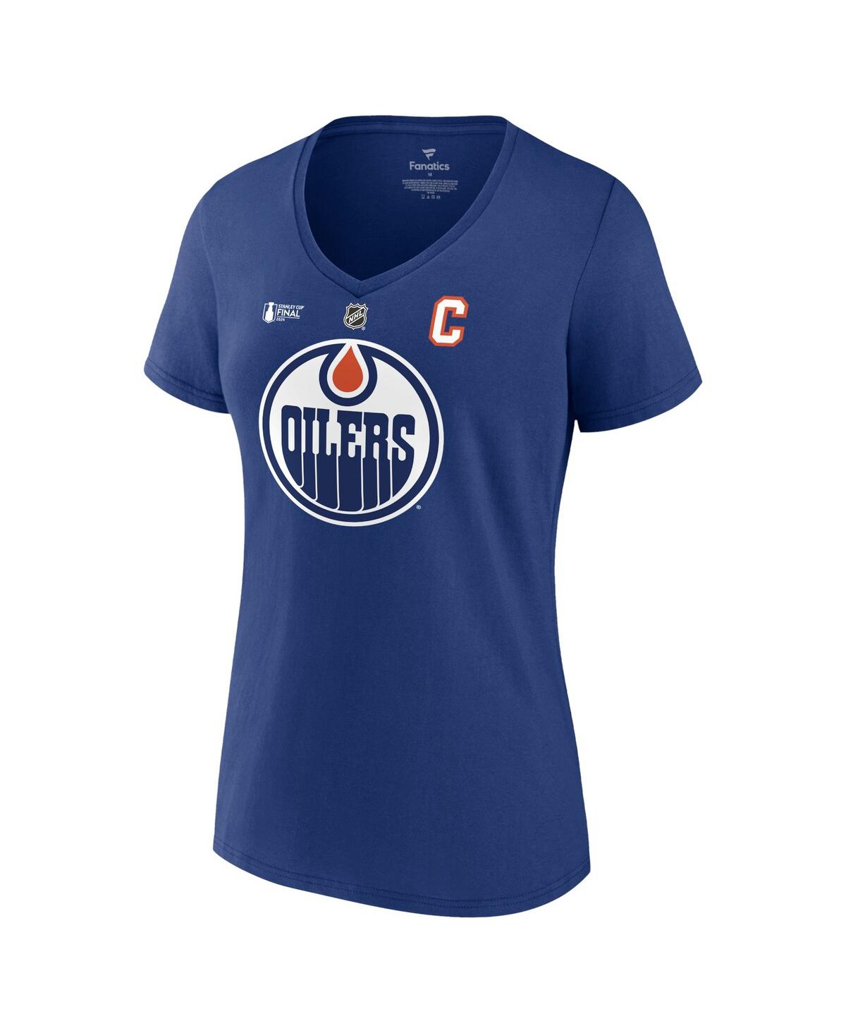 Fanatics Women's Connor McDavidEdmonton Oilers 2024 Stanley Cup Final Authentic Stack Name Number V-Neck T-Shirt - Royal