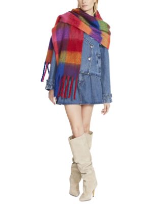Women's Brushed Plaid Blanket Wrap Scarf