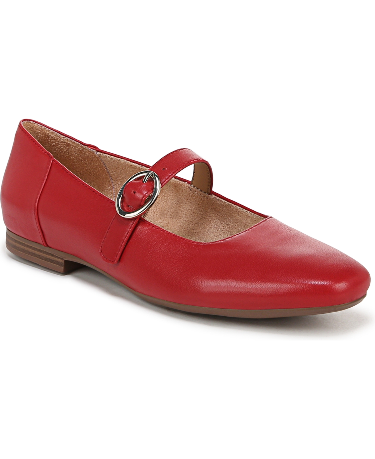 Naturalizer Kelly Mary-jane Flats In Crimson Red Leather
