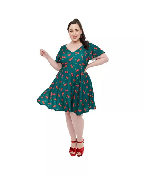 plus size 1950s poppy flare dress