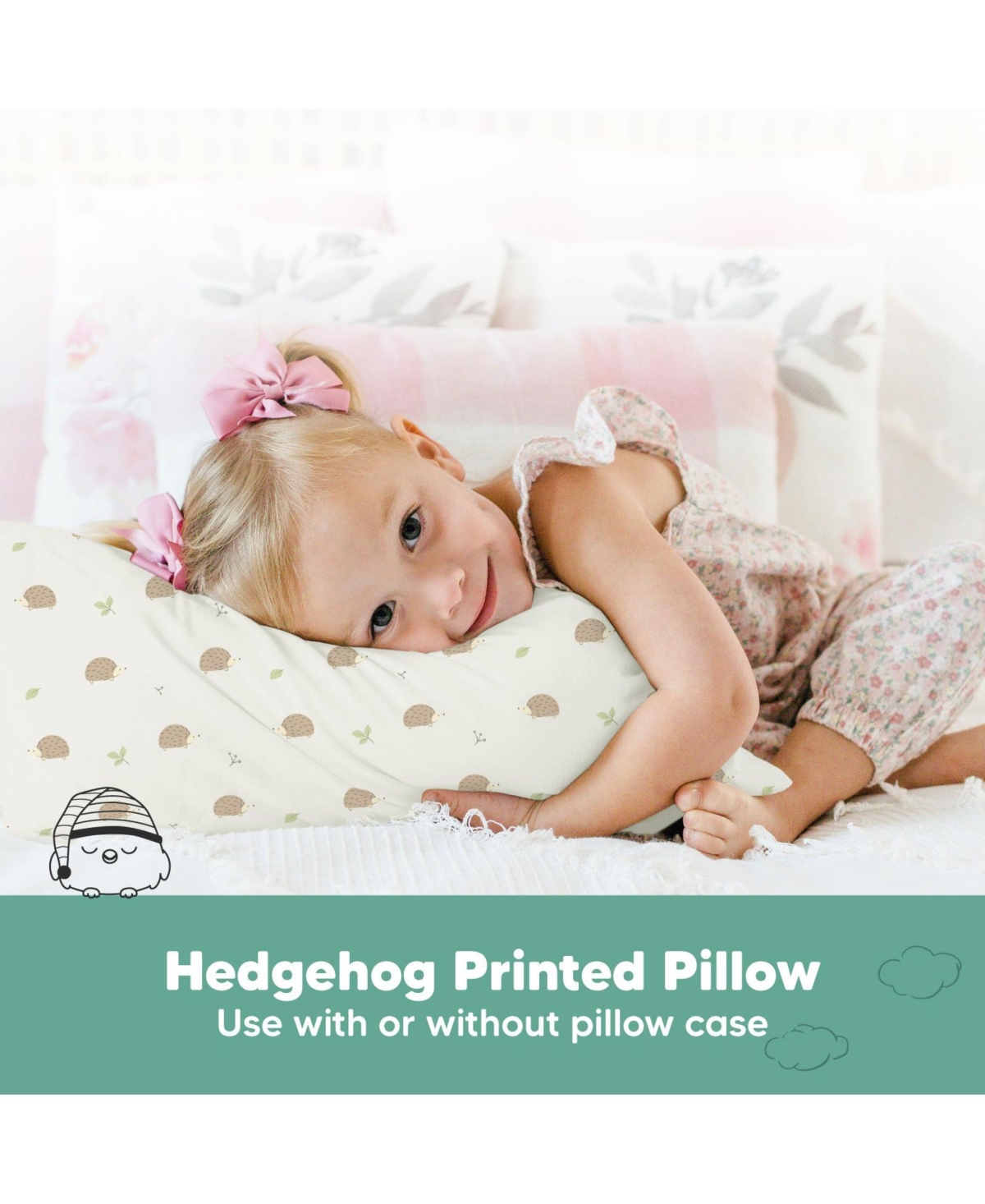 KeaBabies 2pk Toddler Pillow, Soft Organic Cotton Toddler Pillows for Sleeping, 13X18 Kids Pillow -bruce