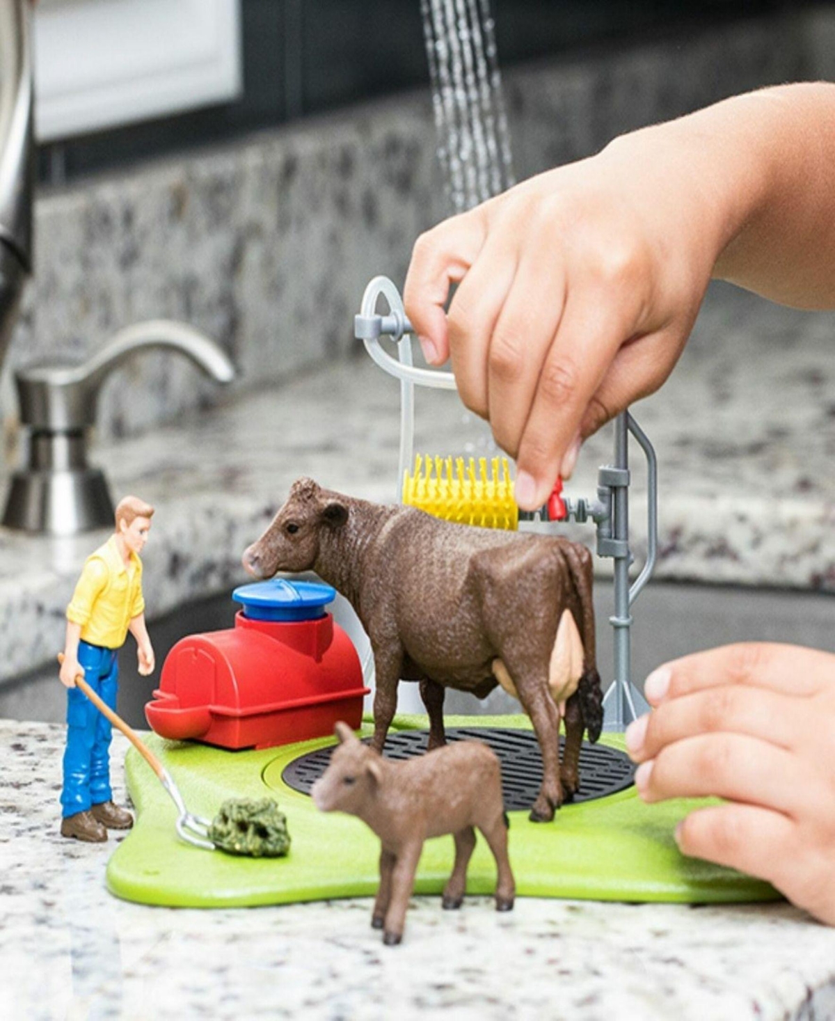 Schleich Farm World Happy Cow Wash Playset In Multi