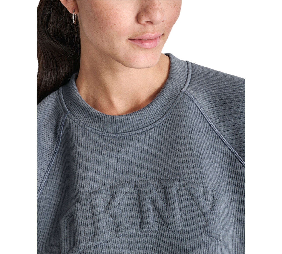 Dkny Sport Women's Varsity Puffed Logo Drawcord Sweatshirt