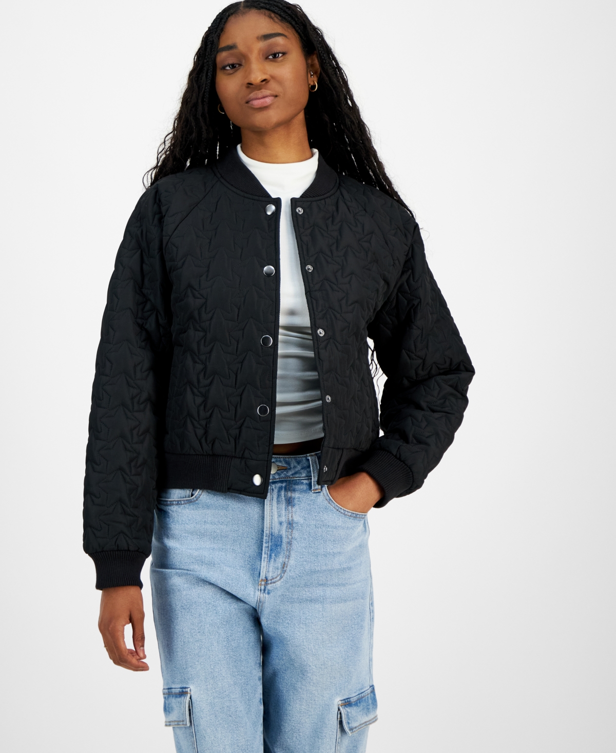 Juniors black bomber jacket sale