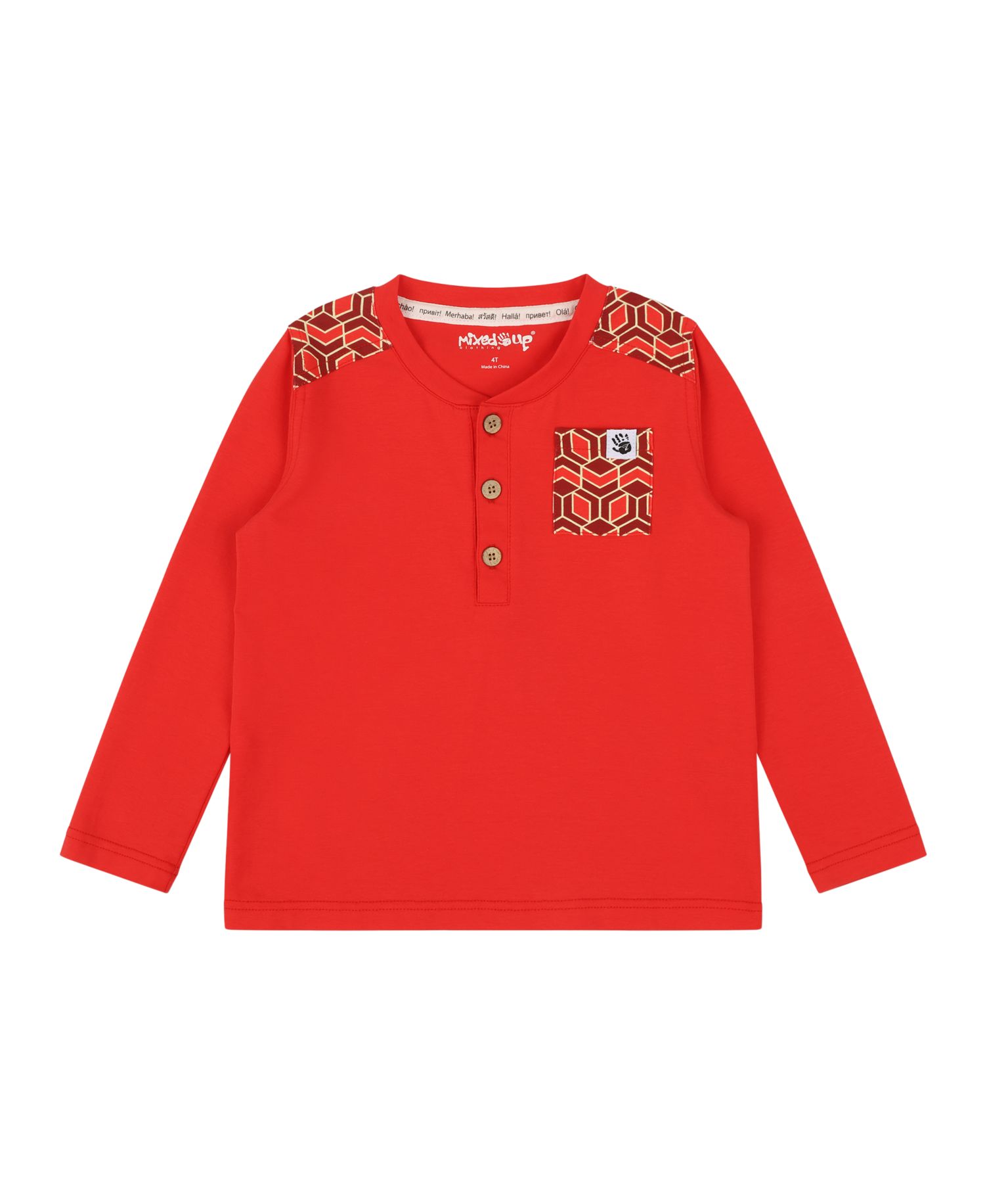 Boys Pocket Long-Sleeve Henley Shirt