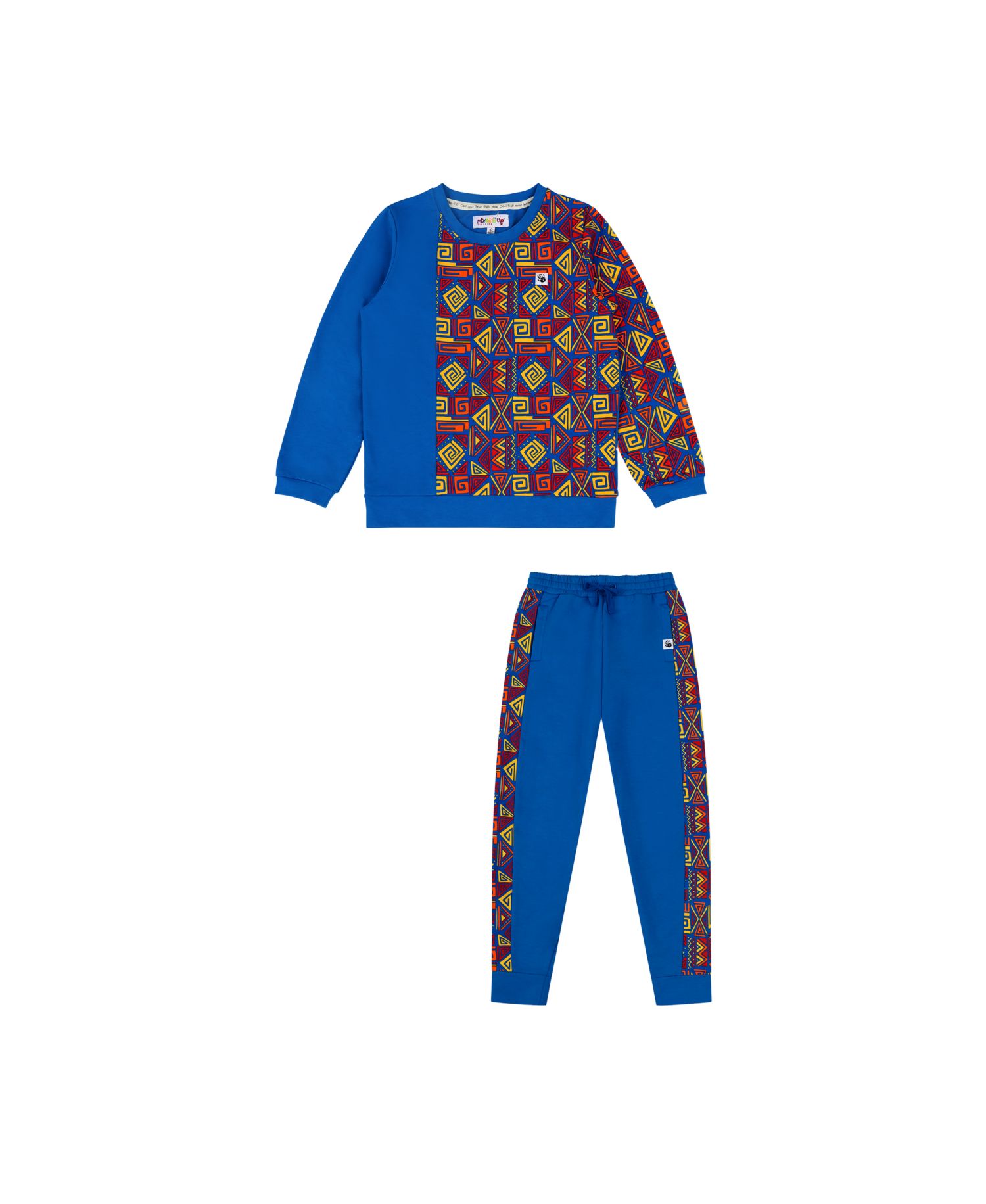 Boys Crewneck Sweatshirt and Jogger Pants Set - Blue Multicolor