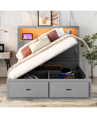 Streamdale Queen Hydraulic Bed w/ LED & Storage