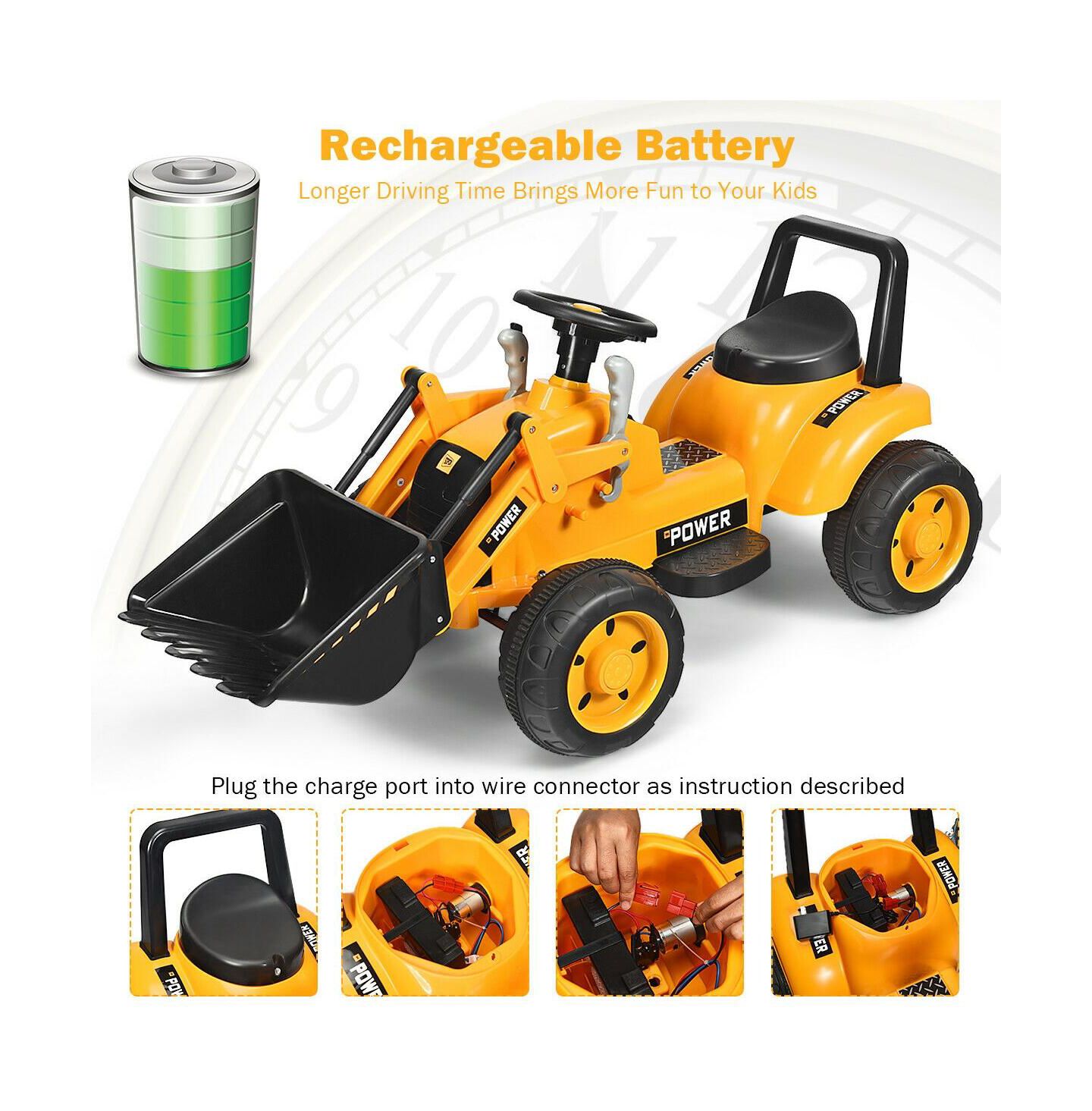 Детская игрушка SUGIFT Ride On Excavator Digger, 47.5" x 21.5" x 21.5", 6V Battery Powered Tractor, Ages 3+ — фото 7