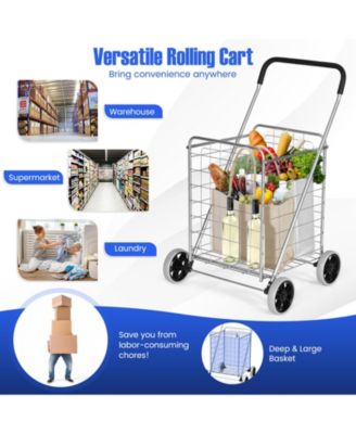 Portable Folding Shopping Cart Utility for Grocery Laundry