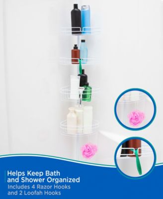4-Tier Spring Tension Razor Holder Shower Corner Pole Caddy