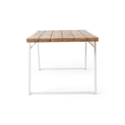 Streamdale Minimalist Chic Acacia Wood Slat Panel Dining Table