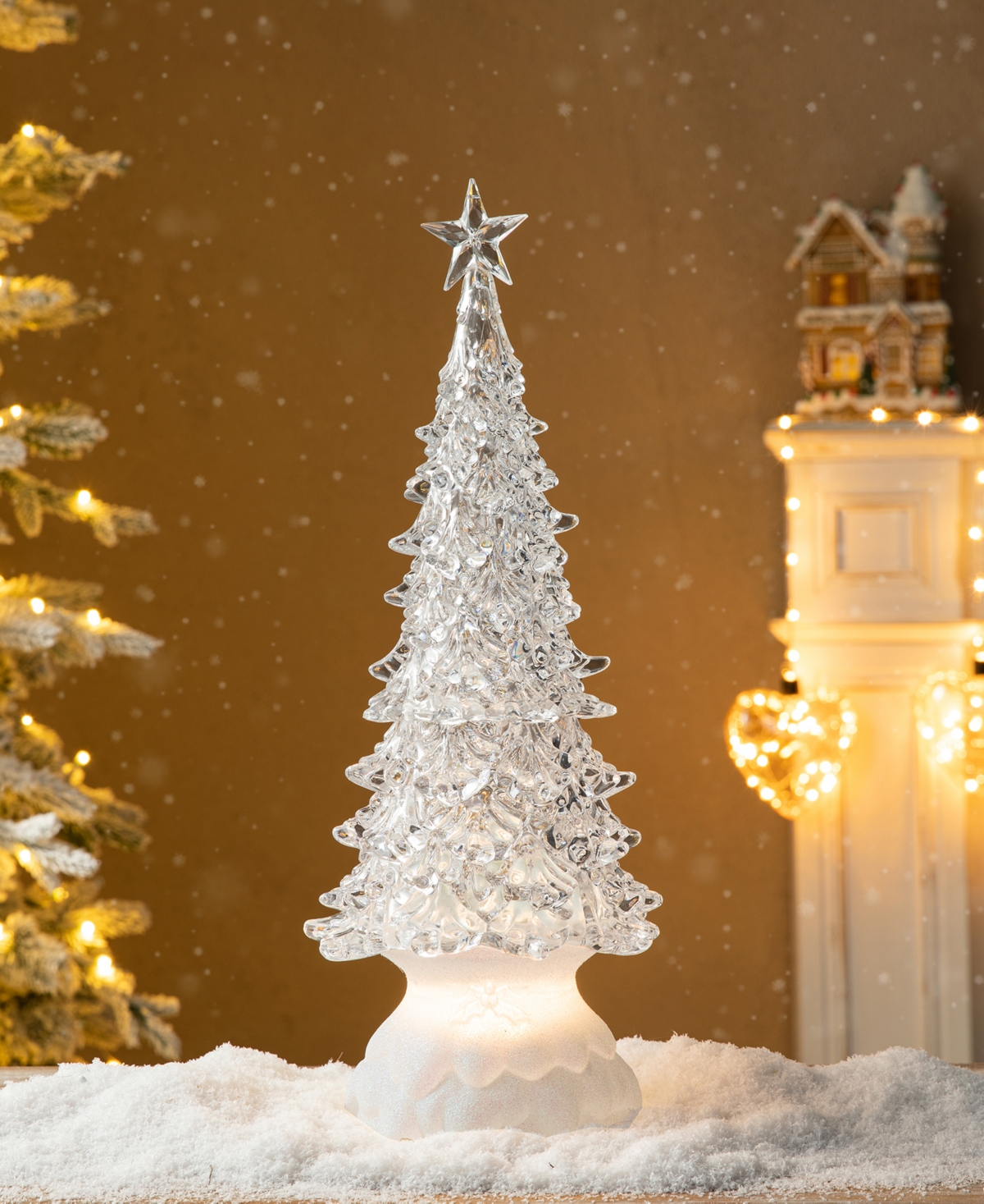 Glitzhome 18.5"h Christmas Lighted Acrylic Rotating Table Tree In Multi