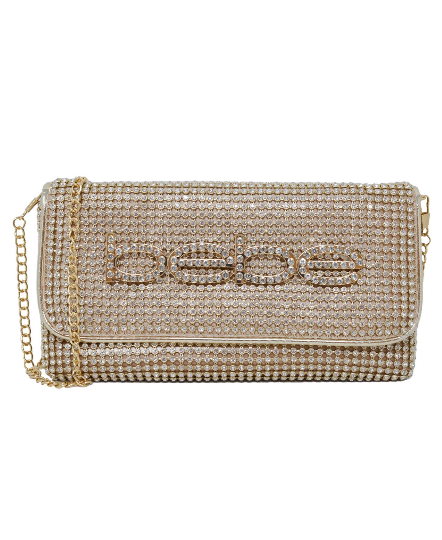 Женский клатч Bebe Zaza Flap Clutch, цвет: Золотой / Белый — фото 1