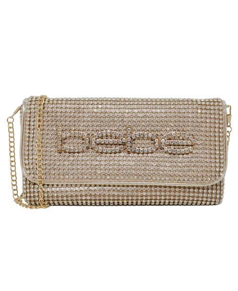 Женский клатч Bebe Zaza Flap Clutch, цвет: Золотой / Белый
