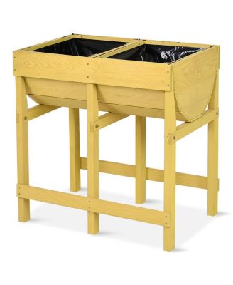 Raised Wooden Planter Vegetable Flower Bed with Liner