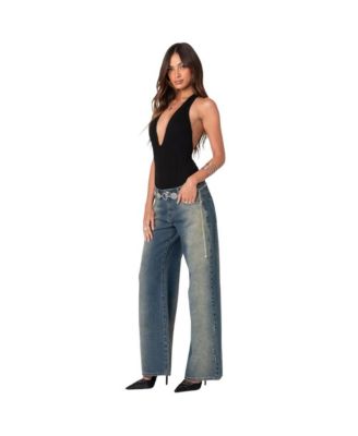 Women's Deep V Backless Bodysuit