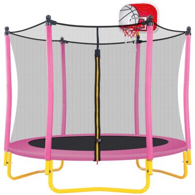 Streamdale 65" Mini Toddler Trampoline with Enclosure and Basketball Hoop