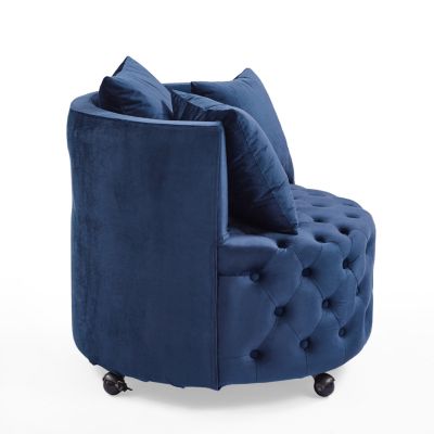  Standard Size  Plush Velvet Upholstery  Tufted Cushion, Swivel Base, Caster Wheels Accent Chair