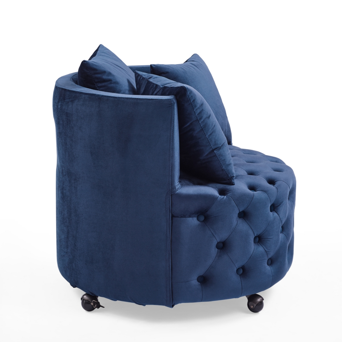 Streamdale Furniture Plush Velvet Swivel Accent Chair with Tufted Cushion and Caster Wheels
