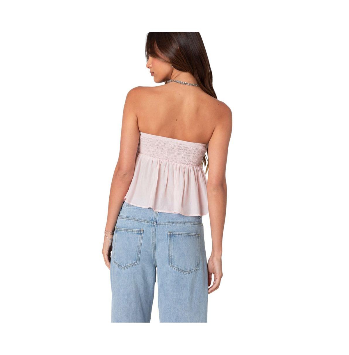 Edikted Women's Starfish Strapless Top - Light-pink