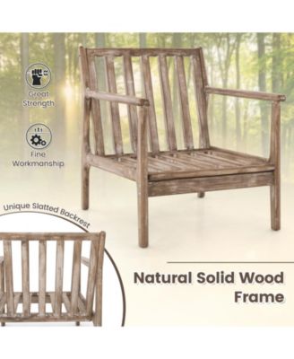 Modern Accent Chair with Solid Rubber Wood Armrests