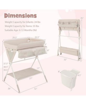 Portable Baby Changing Table with 3-Level Adjustable Height Convenient and Comfortable for Diapering on the Go