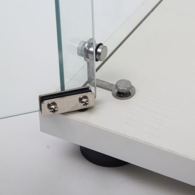 White Glass Display Cabinet with Double Doors & 5 Shelves