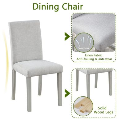 5-Piece  wooden Crystal Dining Set with Upholstered Chairs