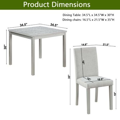 5-Piece  wooden Crystal Dining Set with Upholstered Chairs