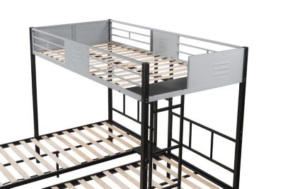  3-in-1 Bunk Bed Sturdy Metal Frame, Wood Slats