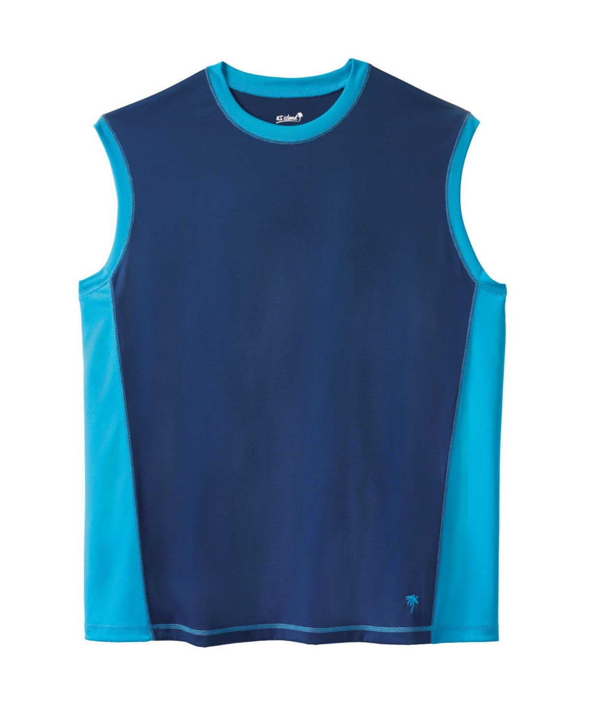 Big & Tall Swim Muscle Tank - Navy electric turquoise