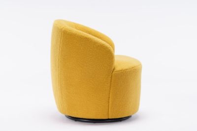 Teddy Fabric Swivel Barrel Chair with Metal Ring