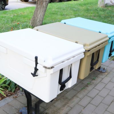 Khaki Color Ice Cooler Box 65Qt Camping Ice Chest Beer Box Outdoor Fishing Cooler