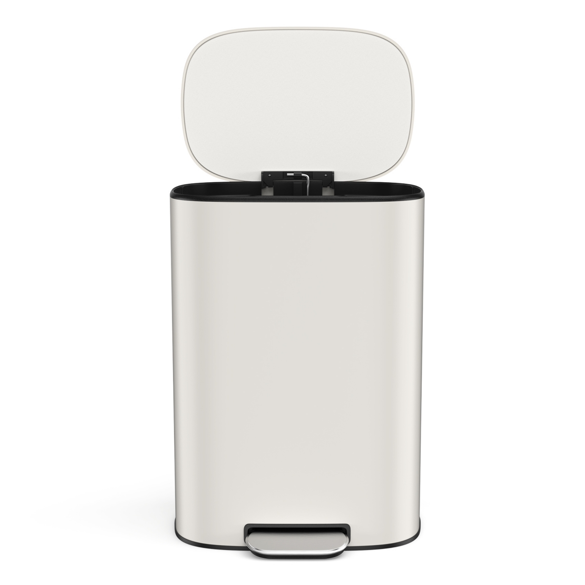 Streamdale Furniture Stainless Steel 13 Gallon Kitchen Trash Can - White