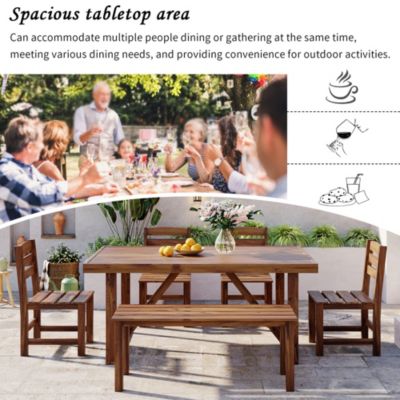 Streamdale Acacia Wood Dining Set Table, Bench, 4 Chairs
