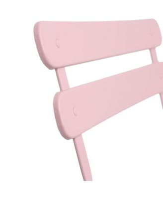 3 Pieces Patio Bistro Balcony Metail Chair Table Set-Pink