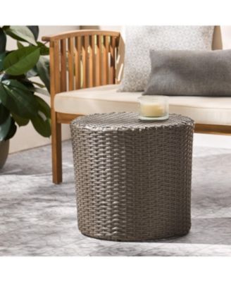 Stylish Wicker Barrel Side Table | Durable & Convenient Outdoor Accent