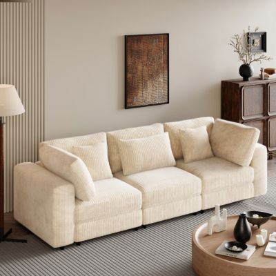 Corduroy Sofa with Ample Armrests (36.25"W)