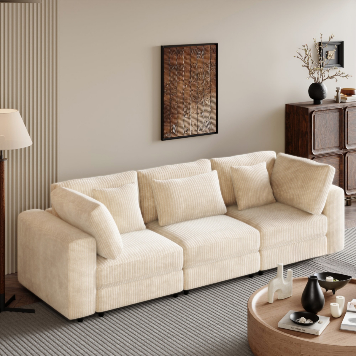 Streamdale Furniture Luxurious and Durable Corduroy Sofa with Ample Space Easy Assembly