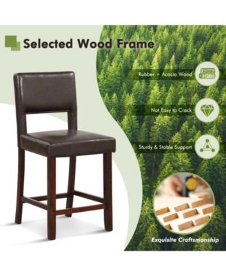 2 Piece Bar Chair Set with Hollowed Back and Rubber Wood Legs