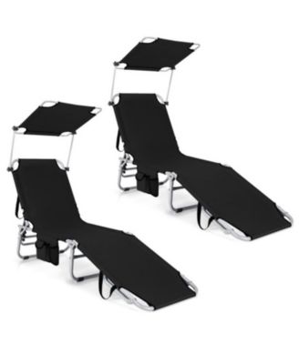 Set of 2 Portable Reclining Chair with 5 Adjustable Positions