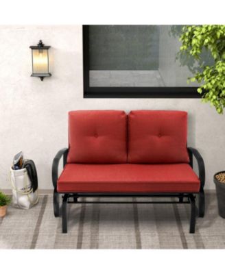 Patio 2-Person Glider Bench Rocking Loveseat with Cushioned Armrest