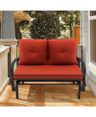 Patio 2-Person Glider Bench Rocking Loveseat with Cushioned Armrest