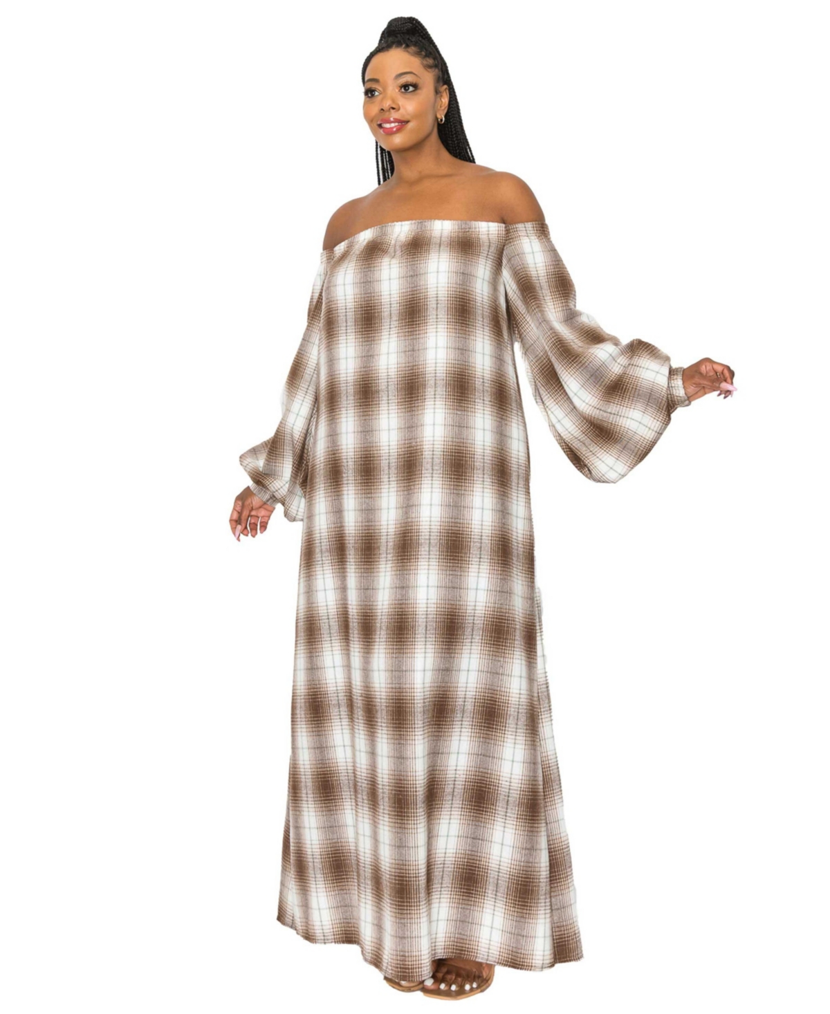 L I V D Plus Size Zoe Flannel Maxi Dress