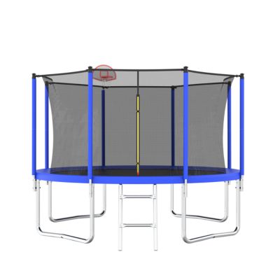 12 ft UV-Safe Trampoline with 8 Enclosure Poles and Safety Net