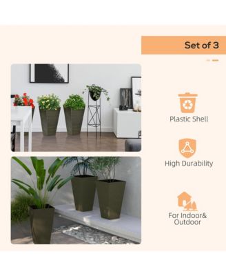 Elegant Stackable Wood-Look Outdoor Planters (Set of 3)