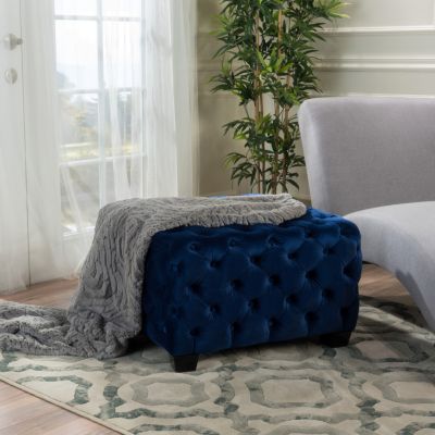  Modern Velvet Glam Ottoman with Diamond Stitching