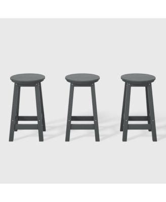 24" HDPE Outdoor Patio Round Counter Height  Stool Set of 3