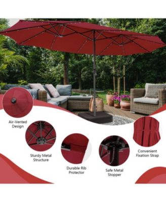 Double-Sided Patio Umbrella with 48 LED Lights for Evening Outdoor Shade
