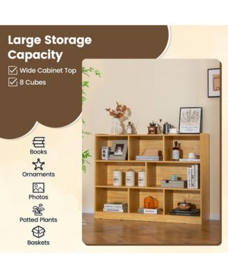 8 Cube 3-Tier Open Wooden Bookshelf Toy Storage Organizer with Anti-toppling Kits